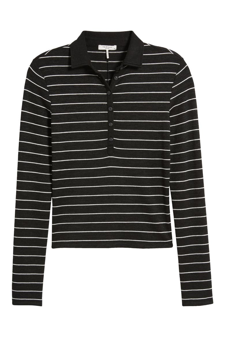 The Knit Stripe Long Sleeve Polo, Alternate, color, BLACK MULTI