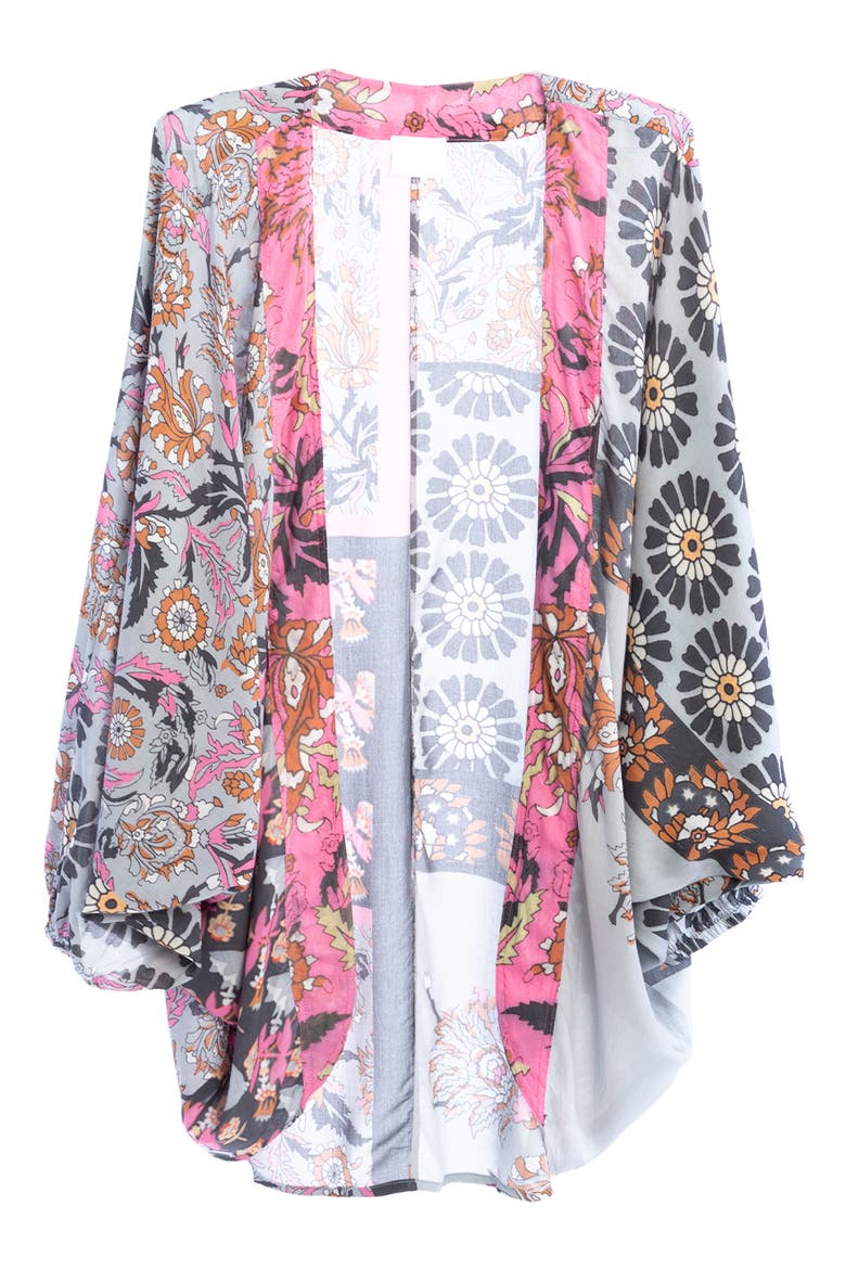 The Tropicana Paisley Balloon Sleeve Ruana, Main, color, PINK COMBO