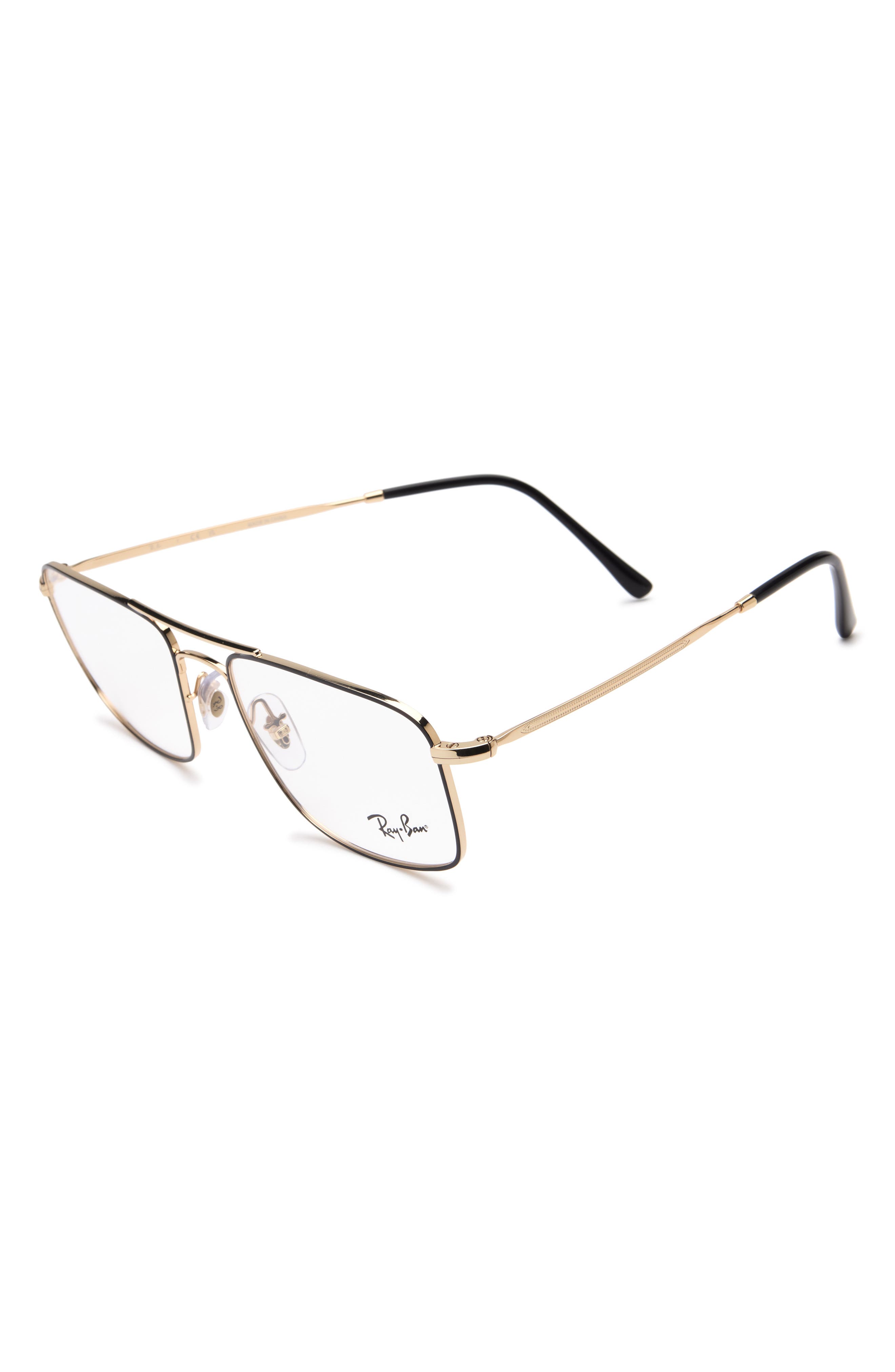 Ray Ban Ray-ban 53mm Square Blue Light Filtering Glasses In Black Gold
