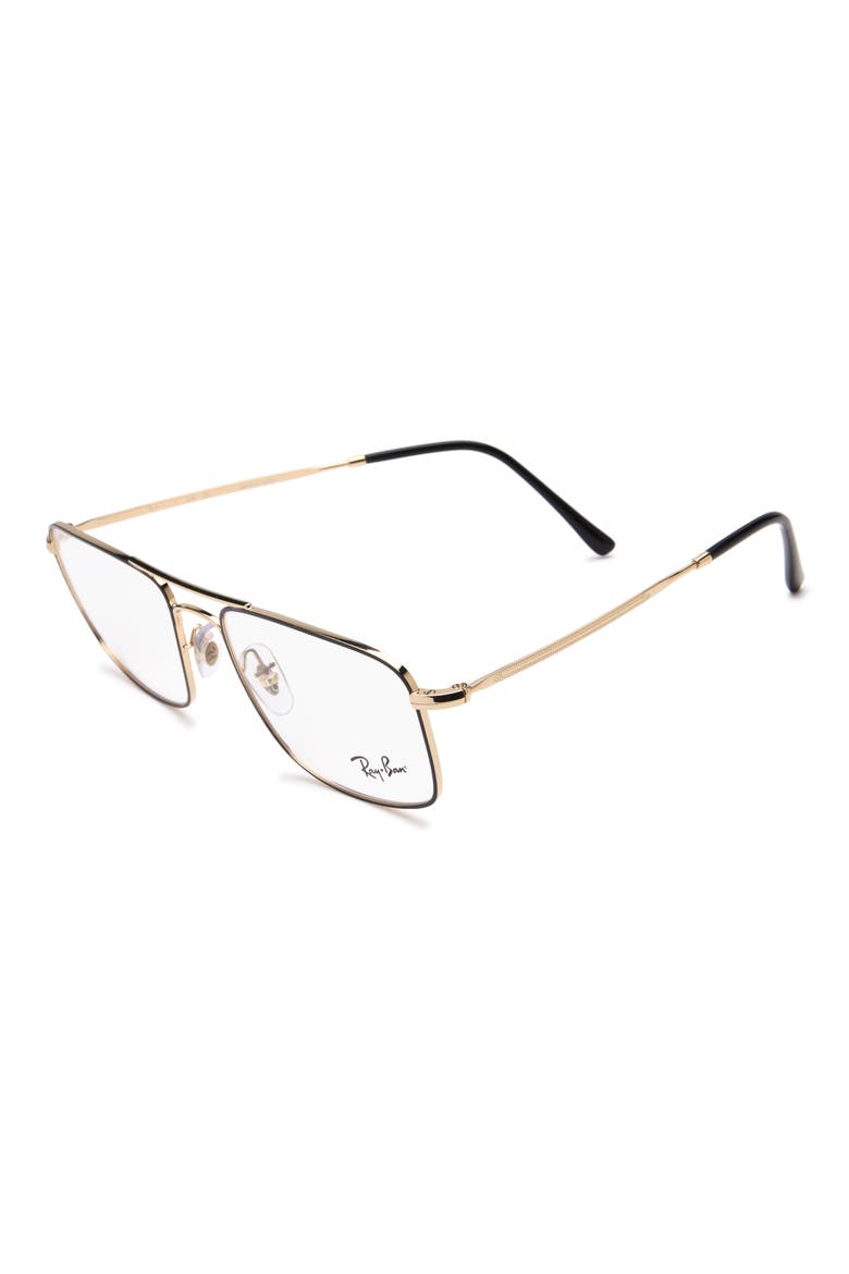 53mm Square Blue Light Filtering Glasses, Main, color, BLACK GOLD