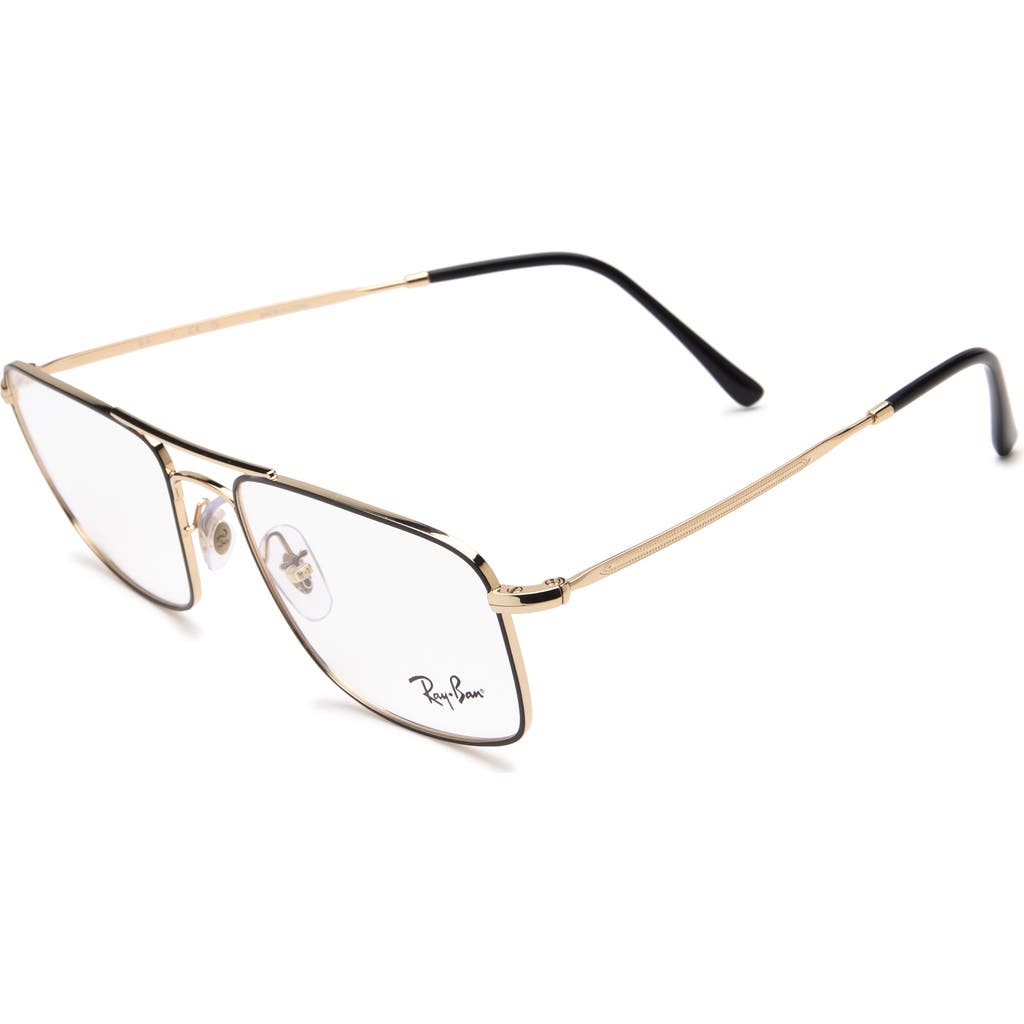 Ray Ban Ray-ban 53mm Square Blue Light Filtering Glasses In Black Gold