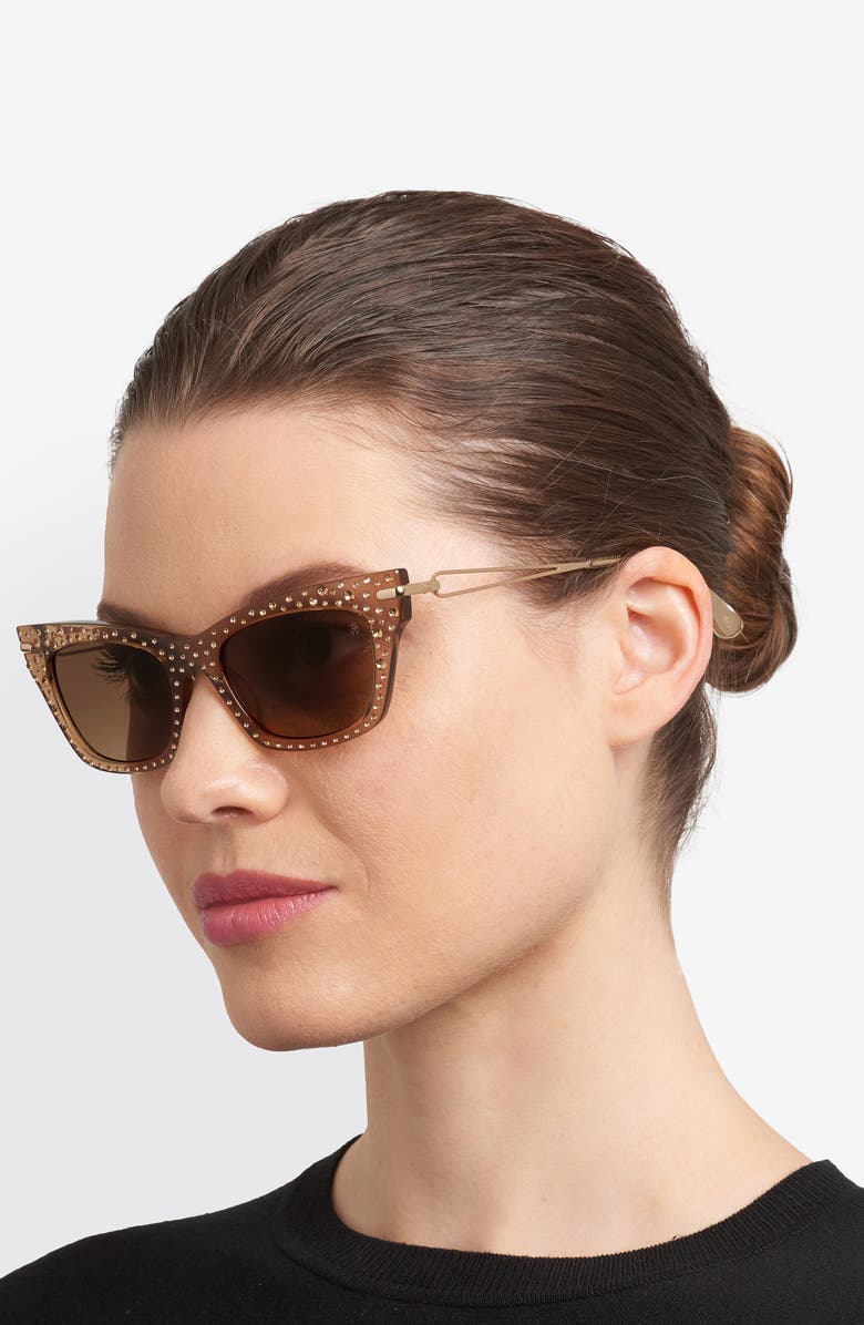 Stuart Weitzman 52mm Gradient Cat Eye Sunglasses, Alternate, color, Beige/ Brown