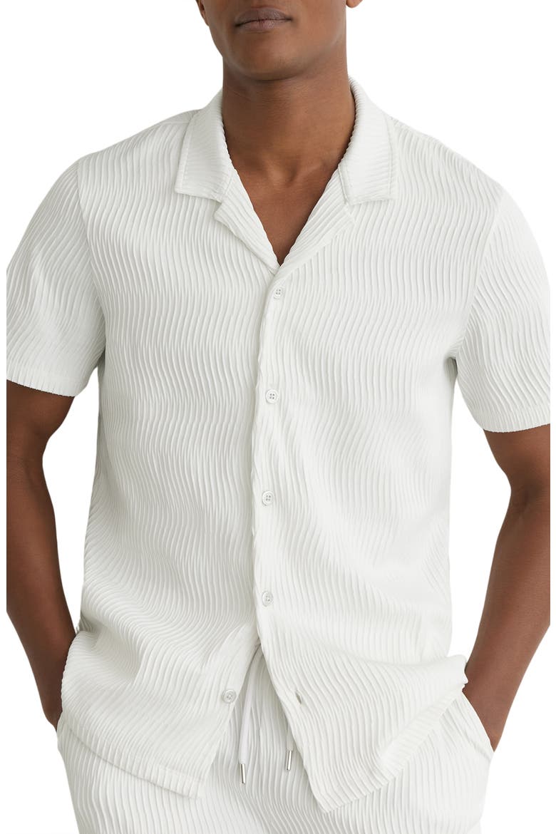 Aleo Textured Wave Camp Shirt, Main, color, WHITE
