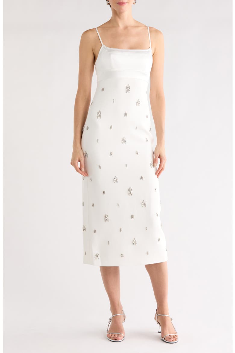 Alana Embellished Midi Dress, Main, color, WHITE