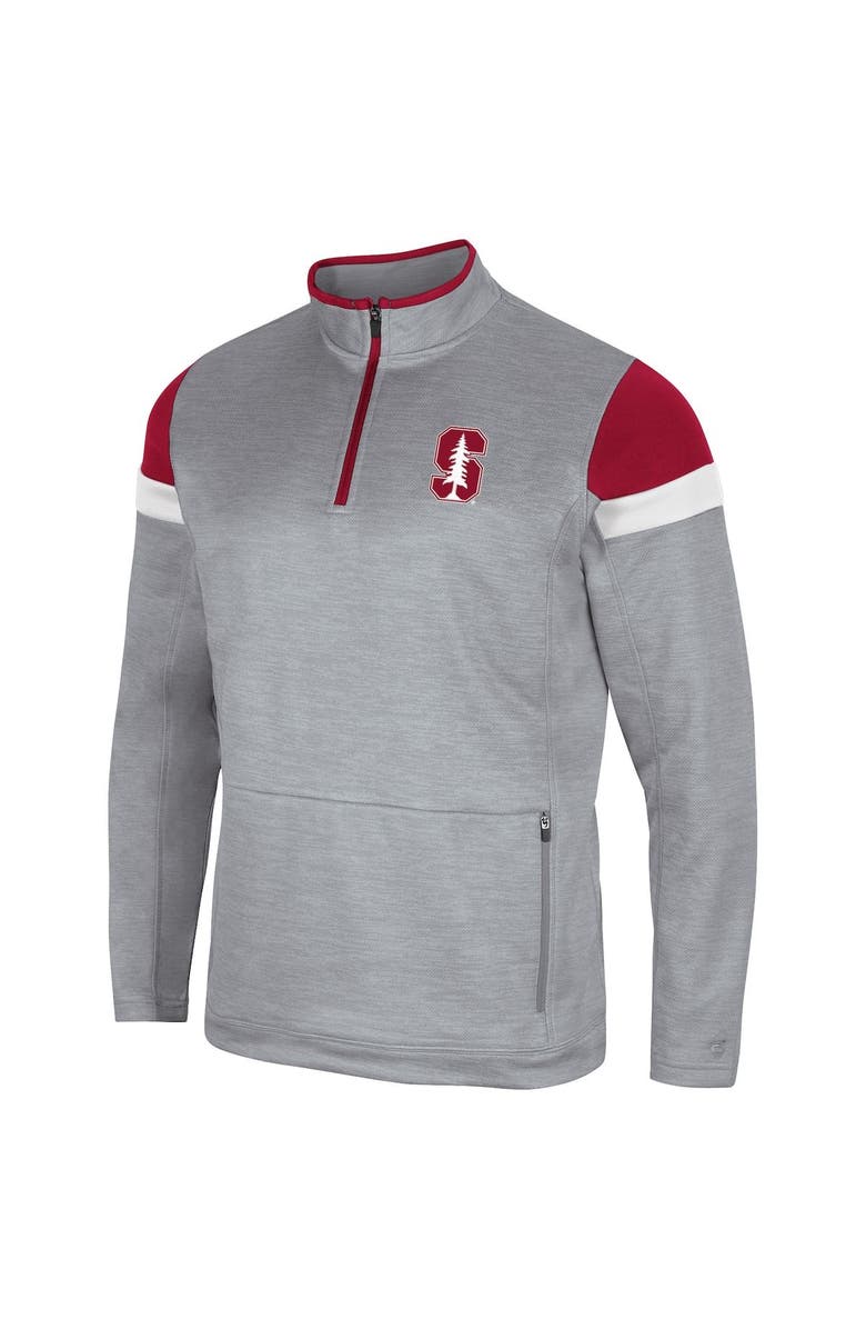 COLOSSEUM Men's Colosseum Gray Stanford Cardinal Bingo Quarter-Zip Jacket, Alternate, color,