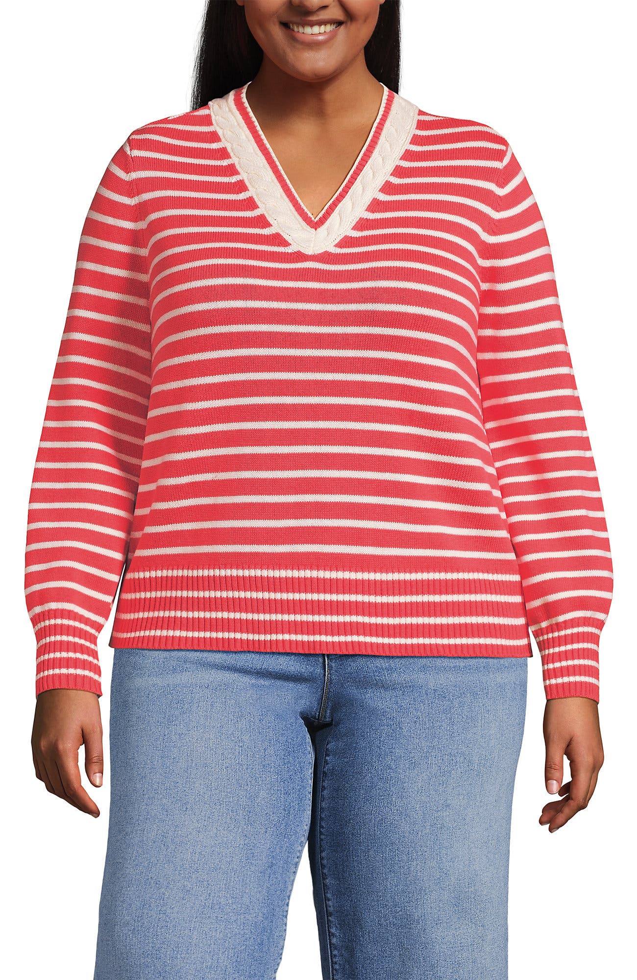 selected Coral/Ivory Mini Stripe