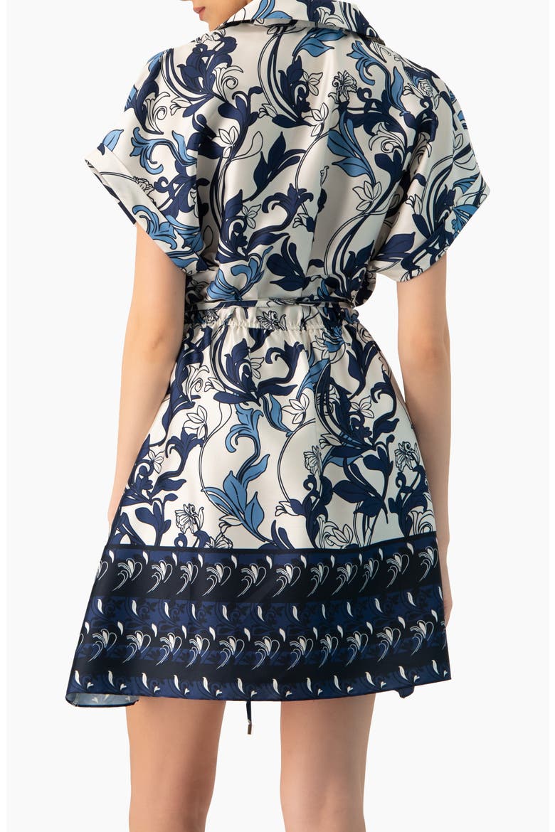 Short Printed Dress with Dropped Sleeves, Alternate, color, Multicolor-Blue