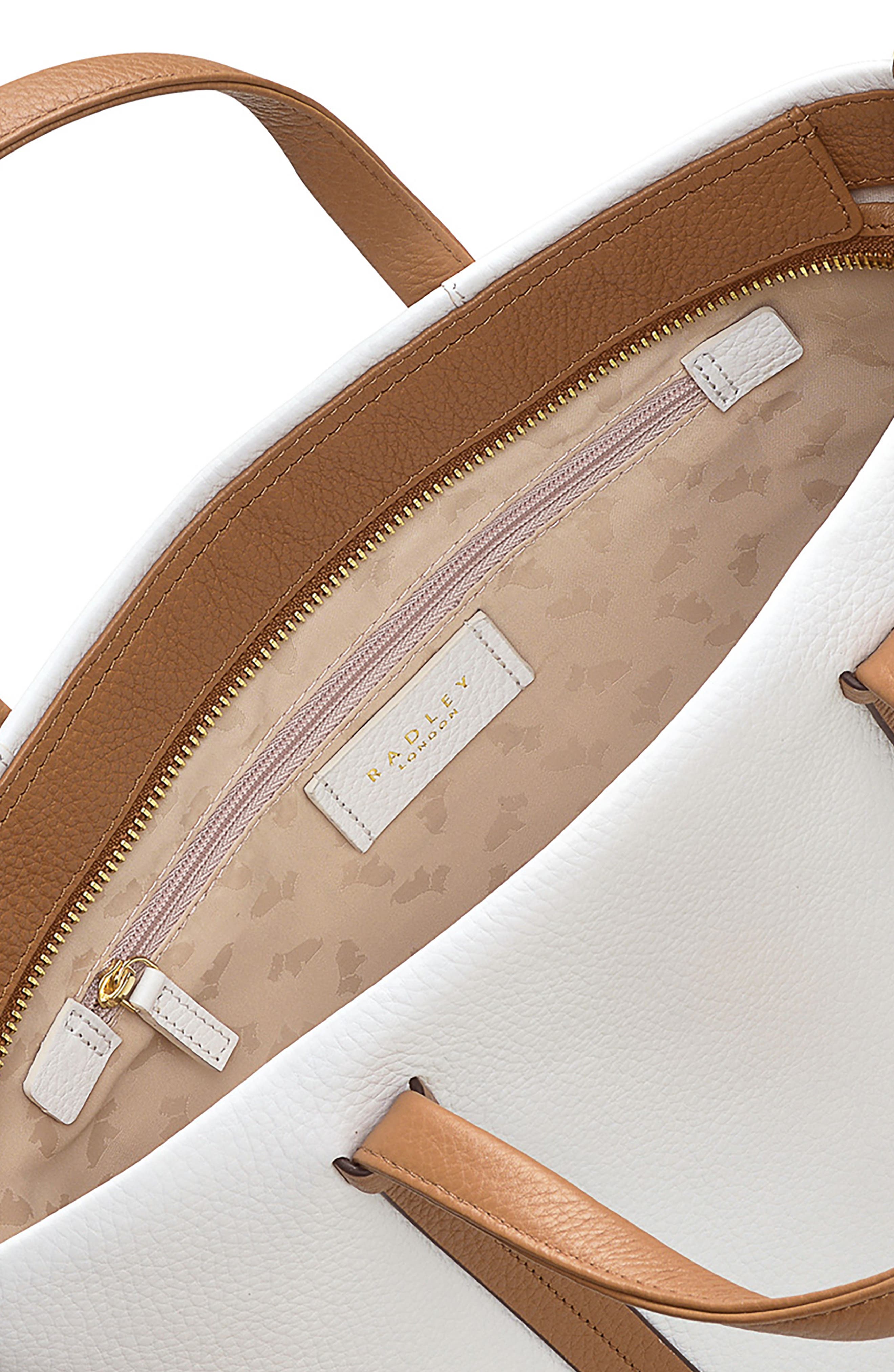 Radley Farringdon Pebbled Leather Tote Bag, Alternate, color, Bright White