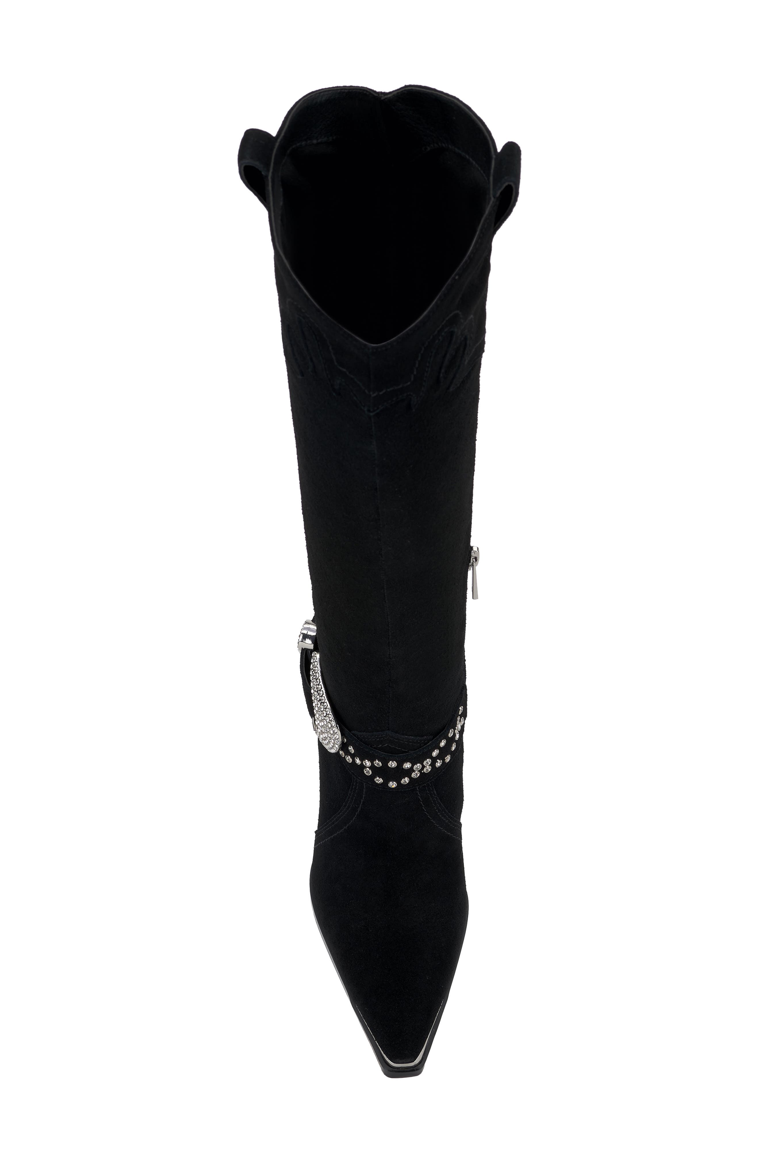 Jessica Simpson Kenzin Knee High Western Boot, Alternate, color, Black Oil Suede