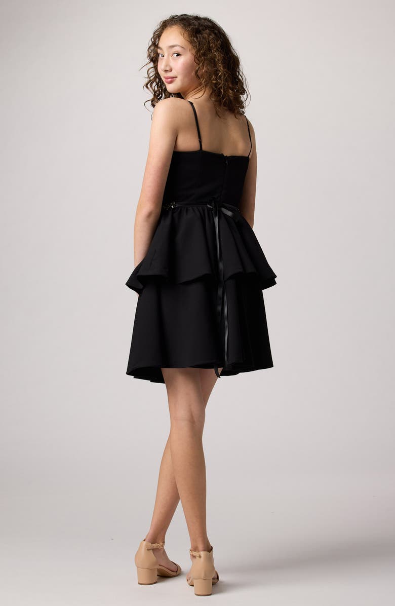 Un Deux Trois Kids' Tiered Embellished Crepe Dress, Alternate, color, 