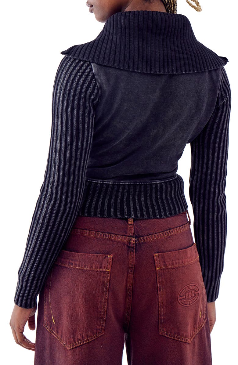 BDG Urban Outfitters Thea Mixed Media Rib Track Sweater, Alternate, color, 