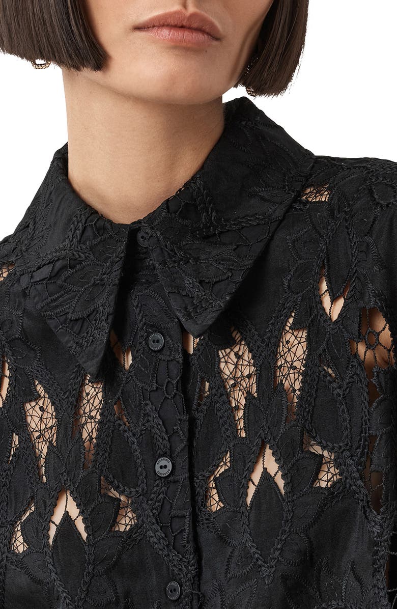 AllSaints Charli Embroidered Button-Up Shirt, Alternate, color,