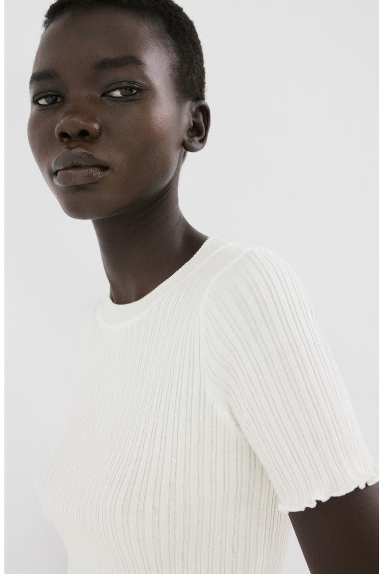 Cotton Blend Rib T-Shirt, Alternate, color, ECRU