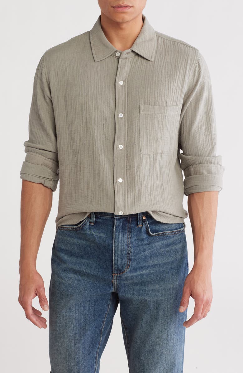 Joe's Cotton Gauze Button-Up Shirt, Main, color, Olive