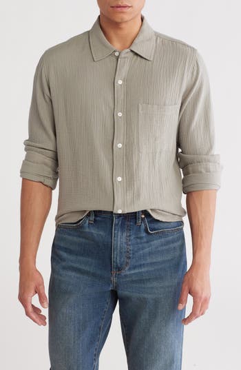 Joe's Cotton Gauze Button-up Shirt In Olive