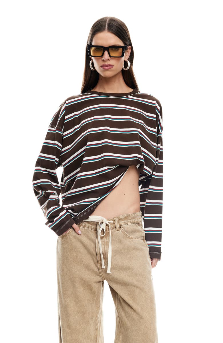 LIONESS Horizon Stripe Top, Alternate, color, Dark Chocolate