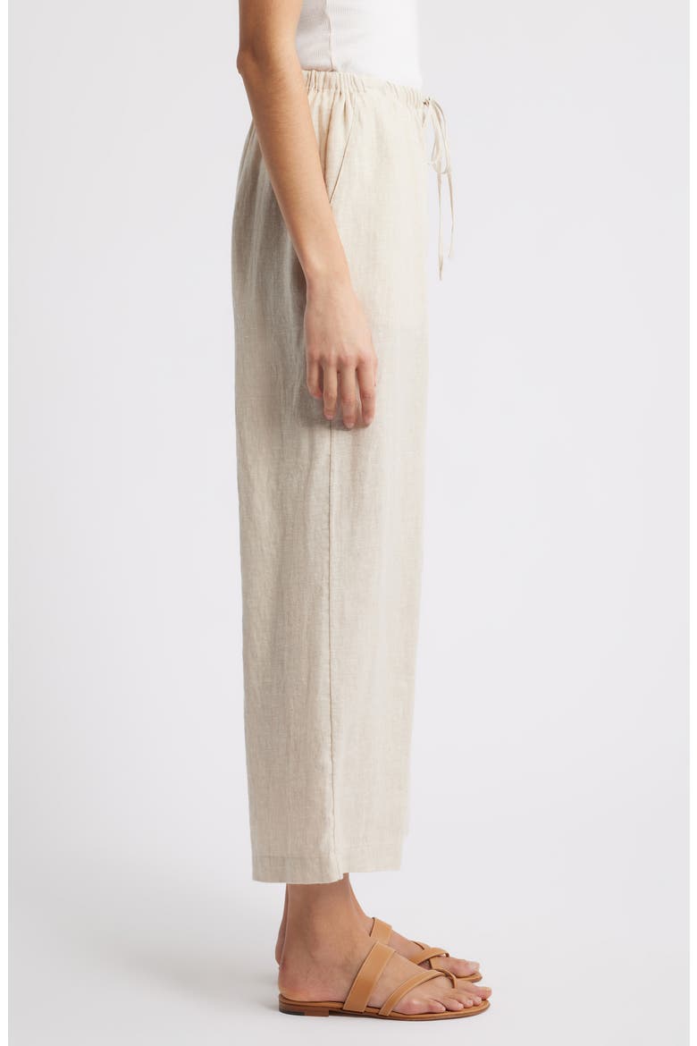 Wide Leg Crop Linen Pants, Alternate, color, FLAX