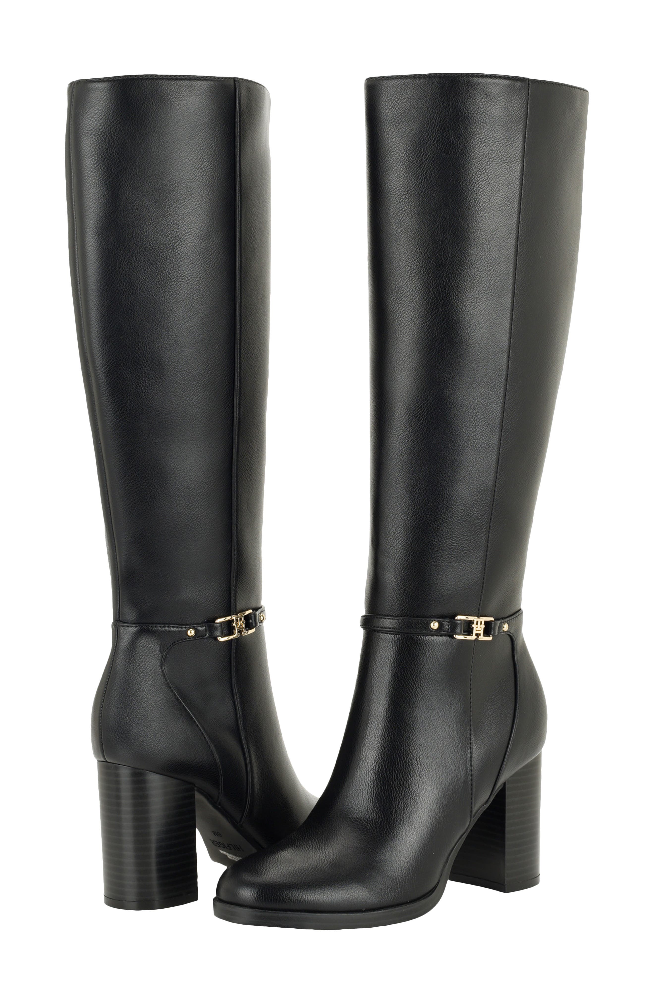 Umbra Knee High Faux Leather Boot, Alternate, color, BLACK