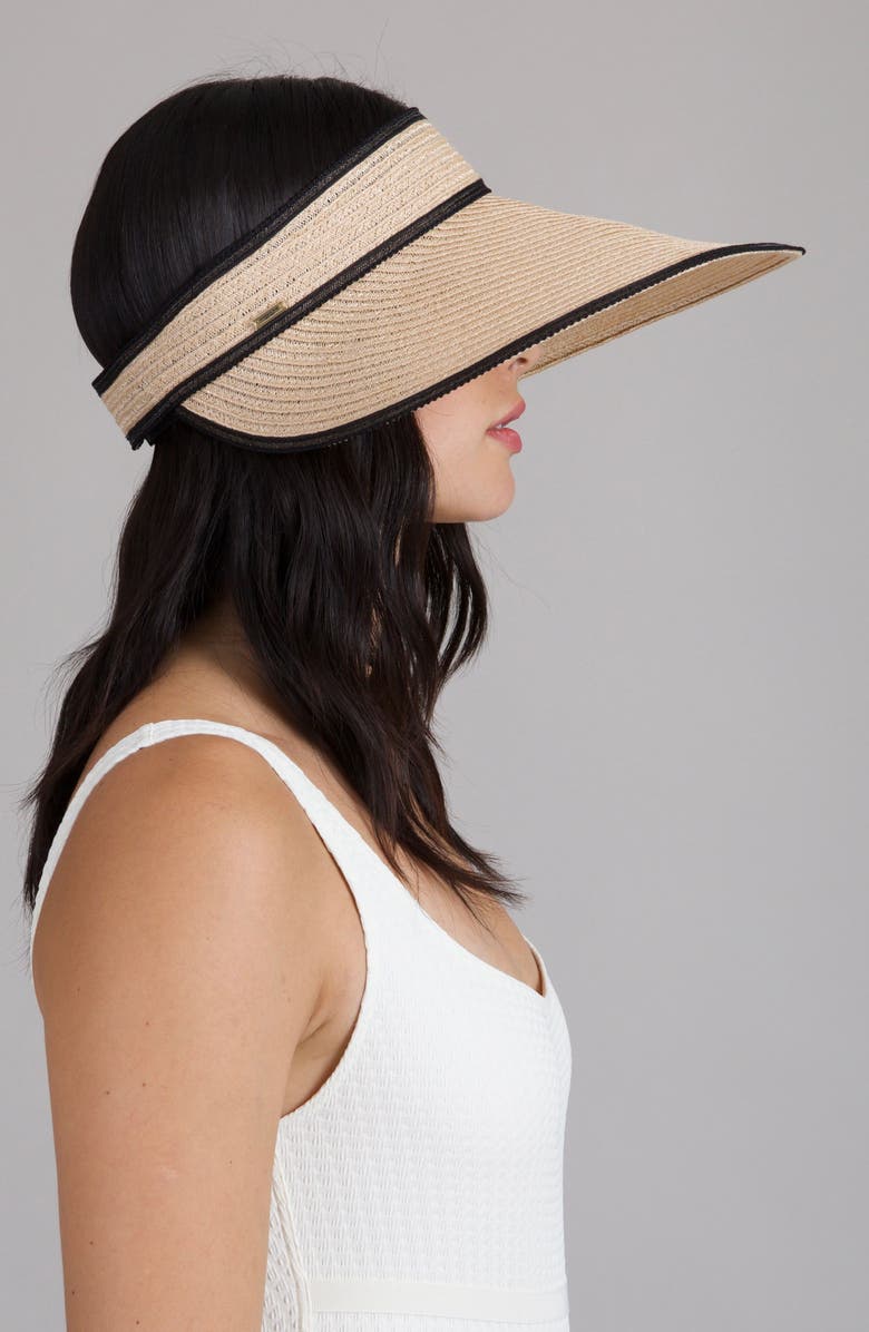 Eugenia Kim Trixie Packable Straw Visor, Alternate, color, Camel/ Black
