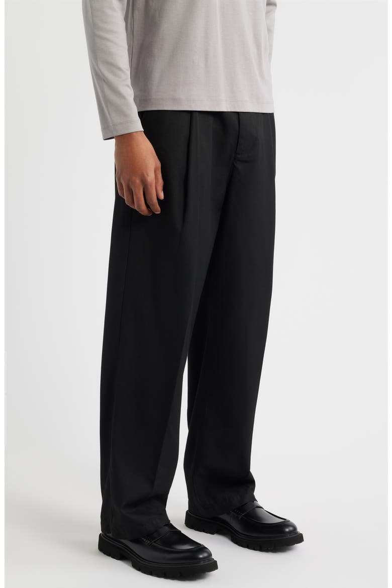 Otis Pleated Twill Pants, Alternate, color, BLACK
