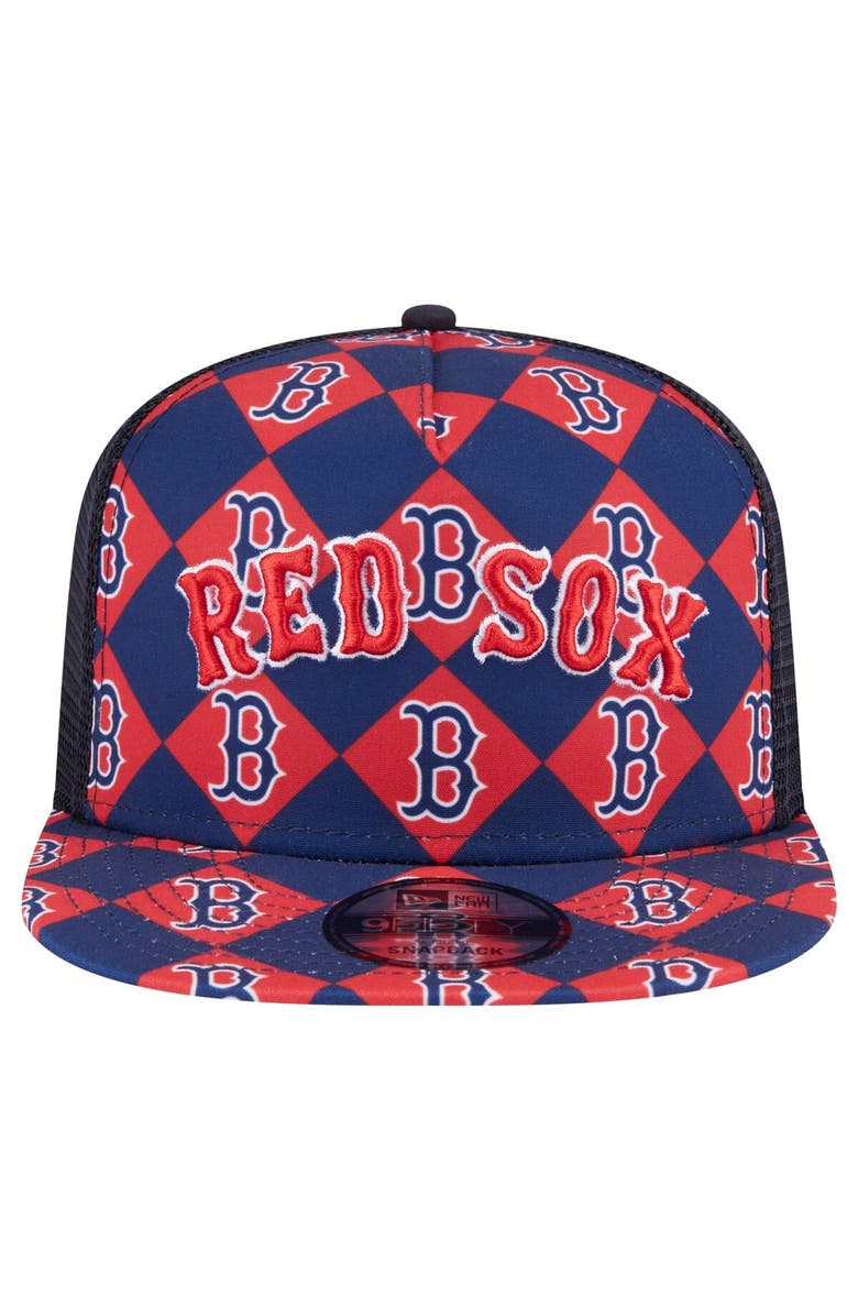 New Era Men's New Era Navy Boston Red Sox Seeing Diamonds A-Frame Trucker 9FIFTY Snapback Hat, Alternate, color, Navy
