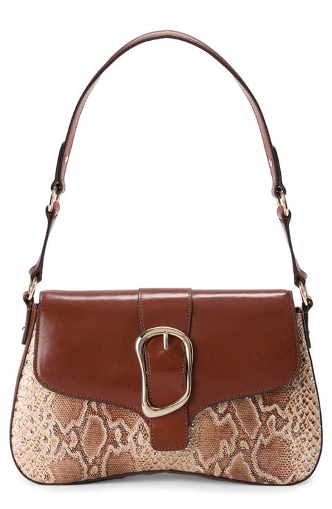 Nerida Python Embossed & Smooth Leather Shoulder Bag