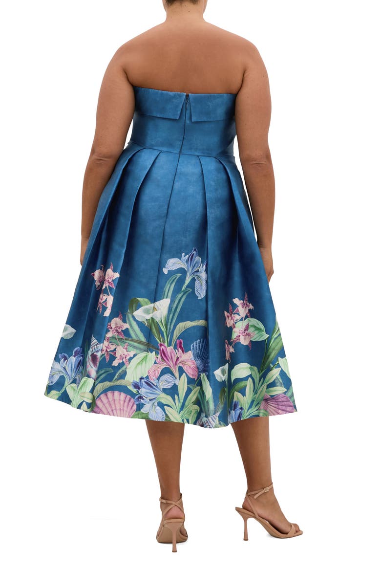 Tiffany Bloom Strapless Fit & Flare Dress, Alternate, color, SEA ART