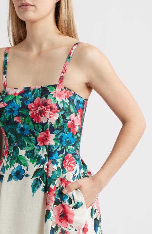 Tahari Asl Placed Floral Dress In Cream Multi