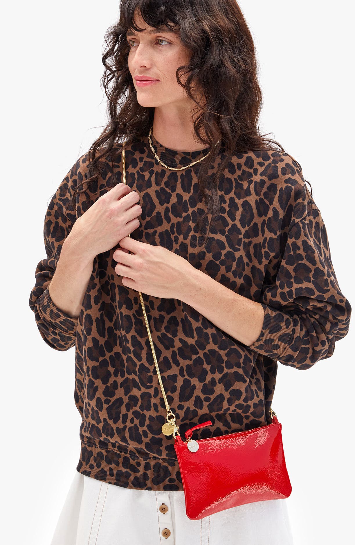 Clare V. Leather Clutch with Tabs, Alternate, color, 