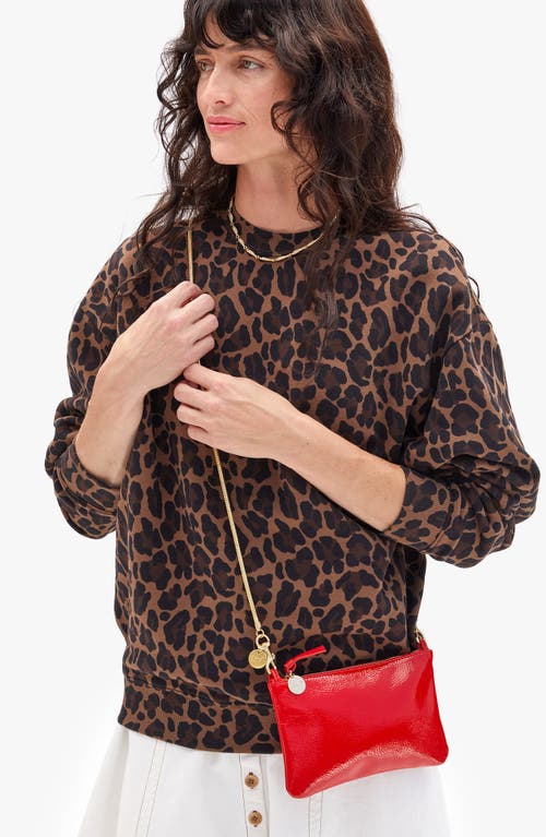 Clare V . Leather Clutch With Tabs In Pattern