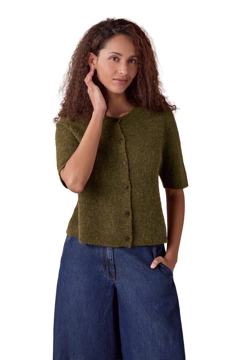 Alpaca Blend Short Sleeve Top, Alternate, color, Olive