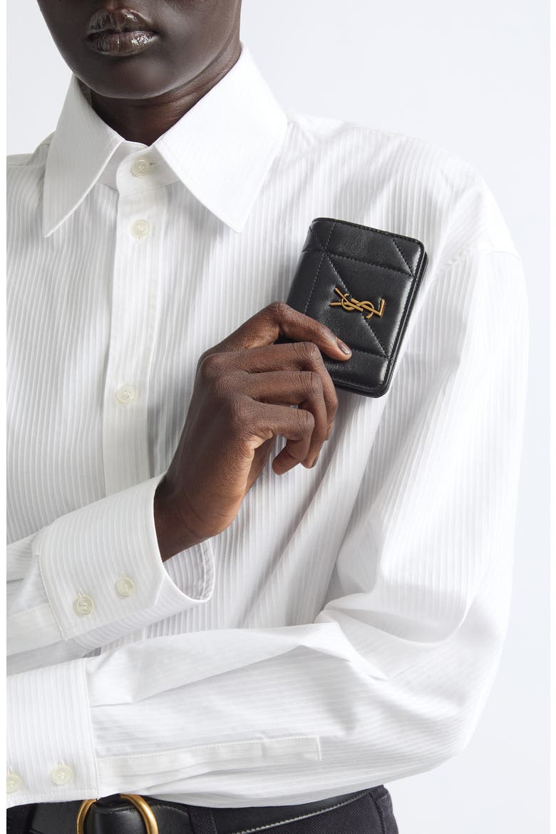 Jamie Carré Rive Gauche Matelassé Leather Bifold Card Case, Alternate, color, NOIR