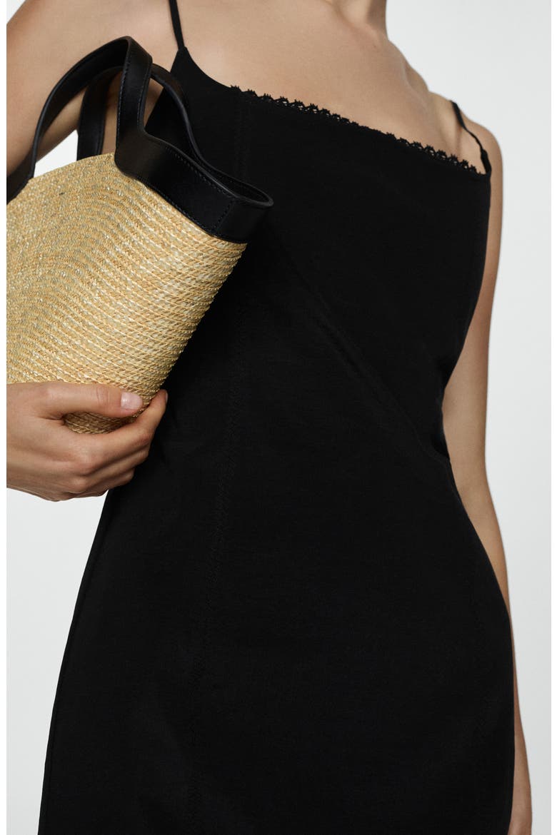 Lace Trim Minidress, Alternate, color, BLACK