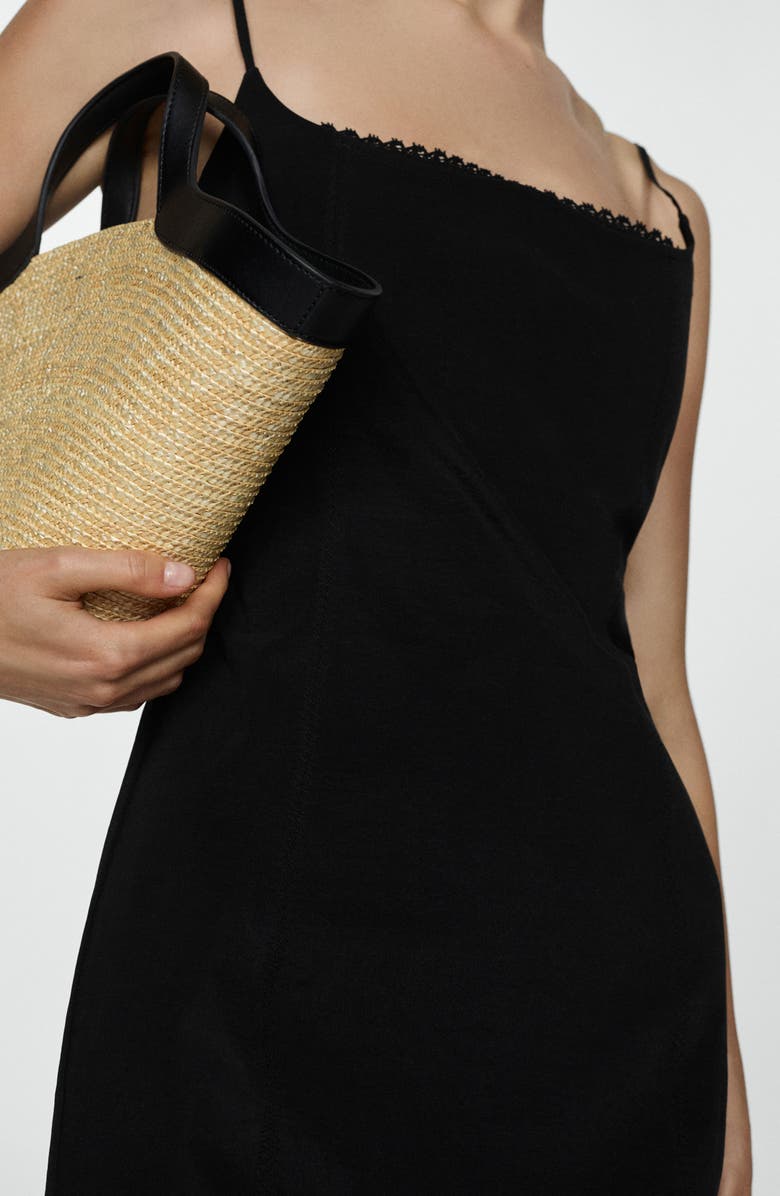 MANGO Lace Trim Minidress, Alternate, color, Black