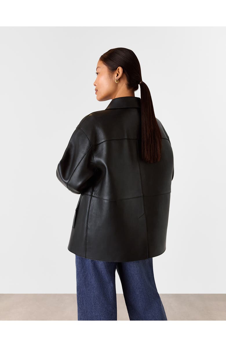 Whistles Clean Bonded Leather Jacket, Alternate, color, Black