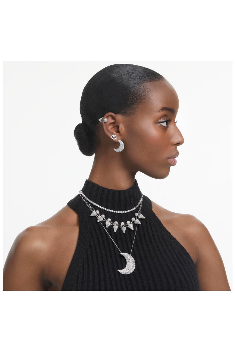 Luna XL Crystal Pendant Necklace, Alternate, color, SILVER