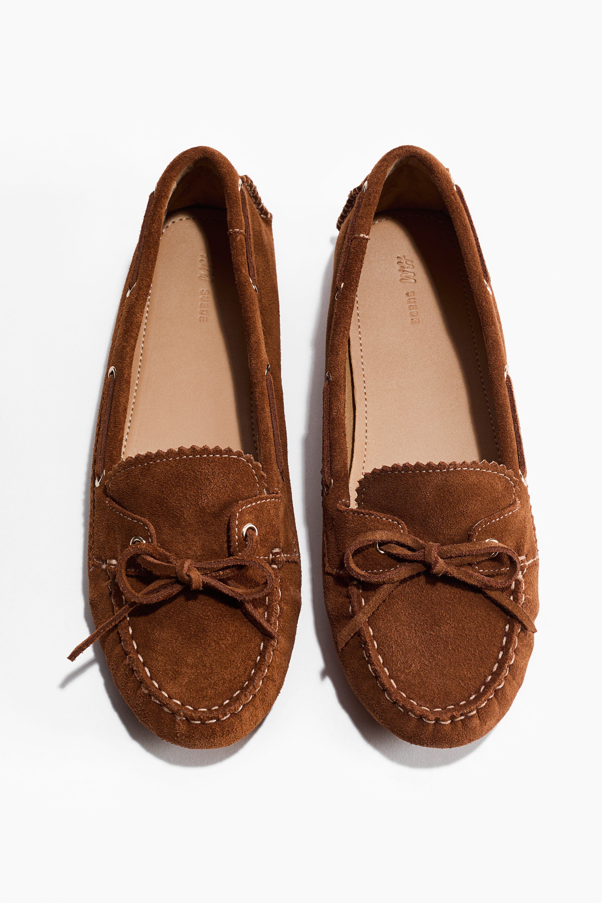 H&M Leather Deck Shoes, Main, color, Brown