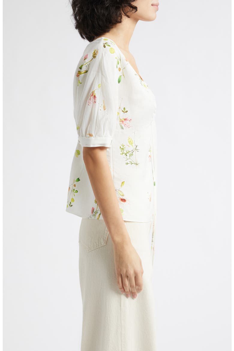 Quinny Floral Linen Blend Top, Alternate, color, IVORY
