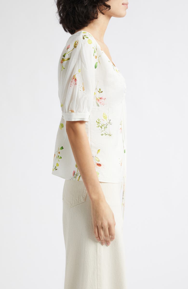 Reiss Quinny Floral Linen Blend Top, Alternate, color, Ivory