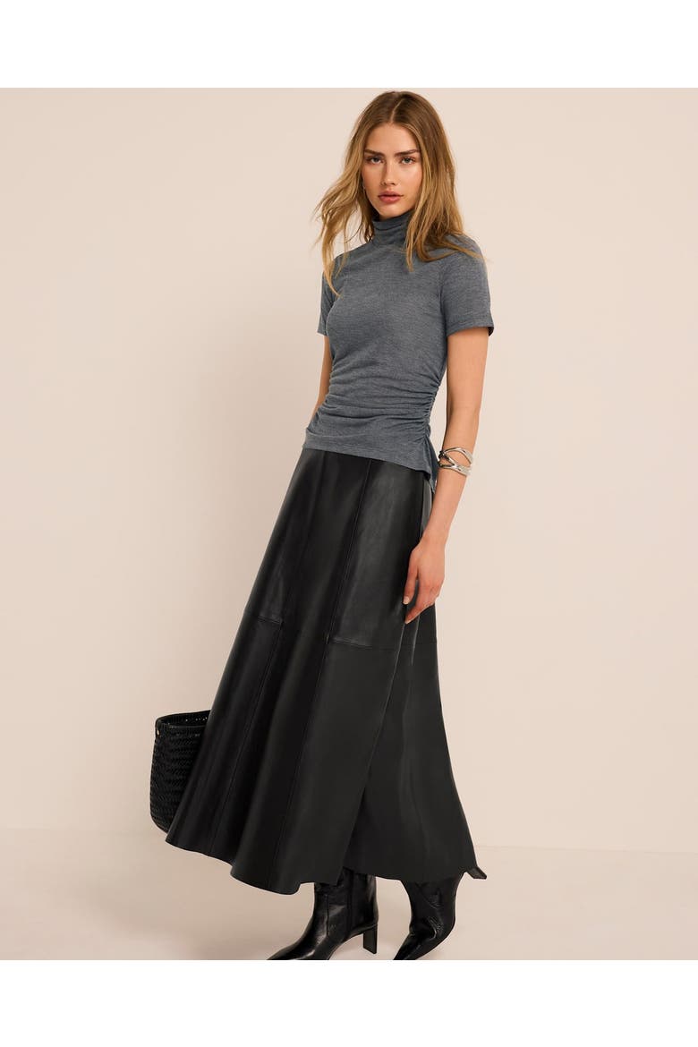 Ruched Detail High Neck Top, Alternate, color, Grey