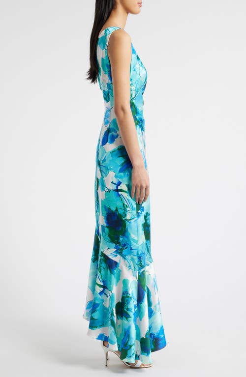 Eliza J One-shoulder Ruffle Cocktail Dress In Blue