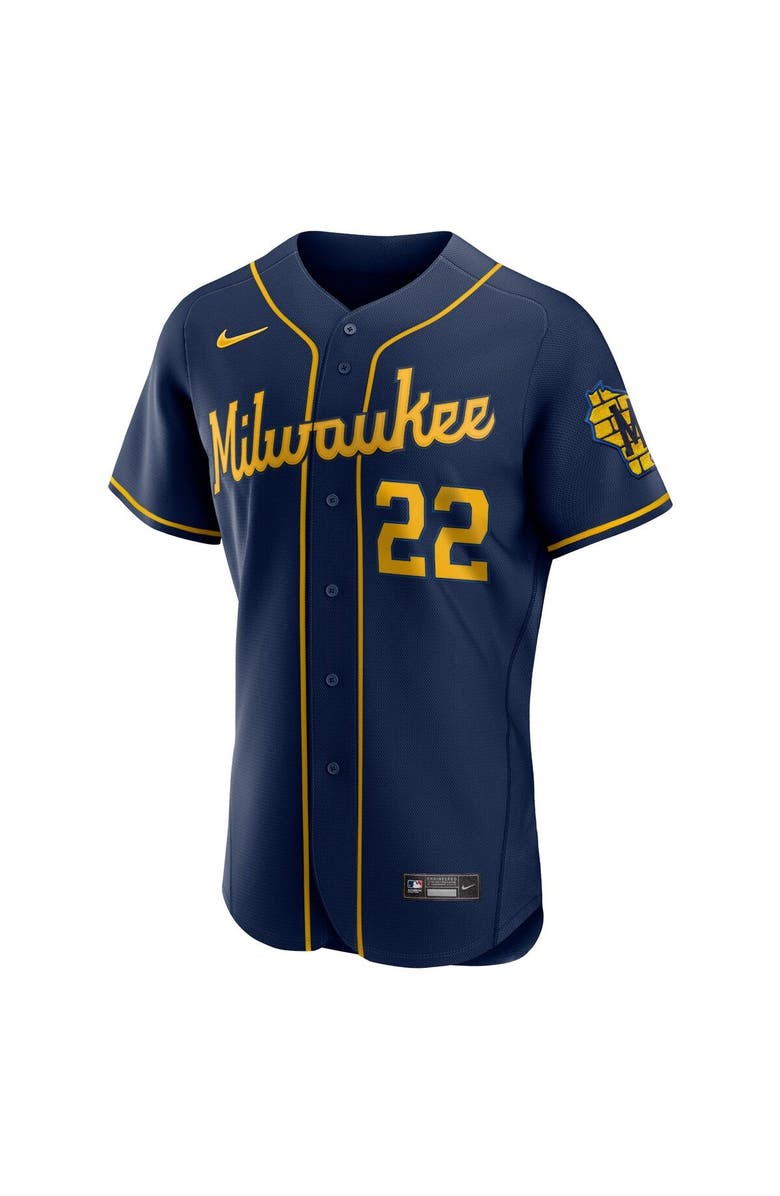 Nike Men's Nike Christian Yelich Navy Milwaukee Brewers 50th Season Alternate Authentic Player Jersey, Alternate, color, 