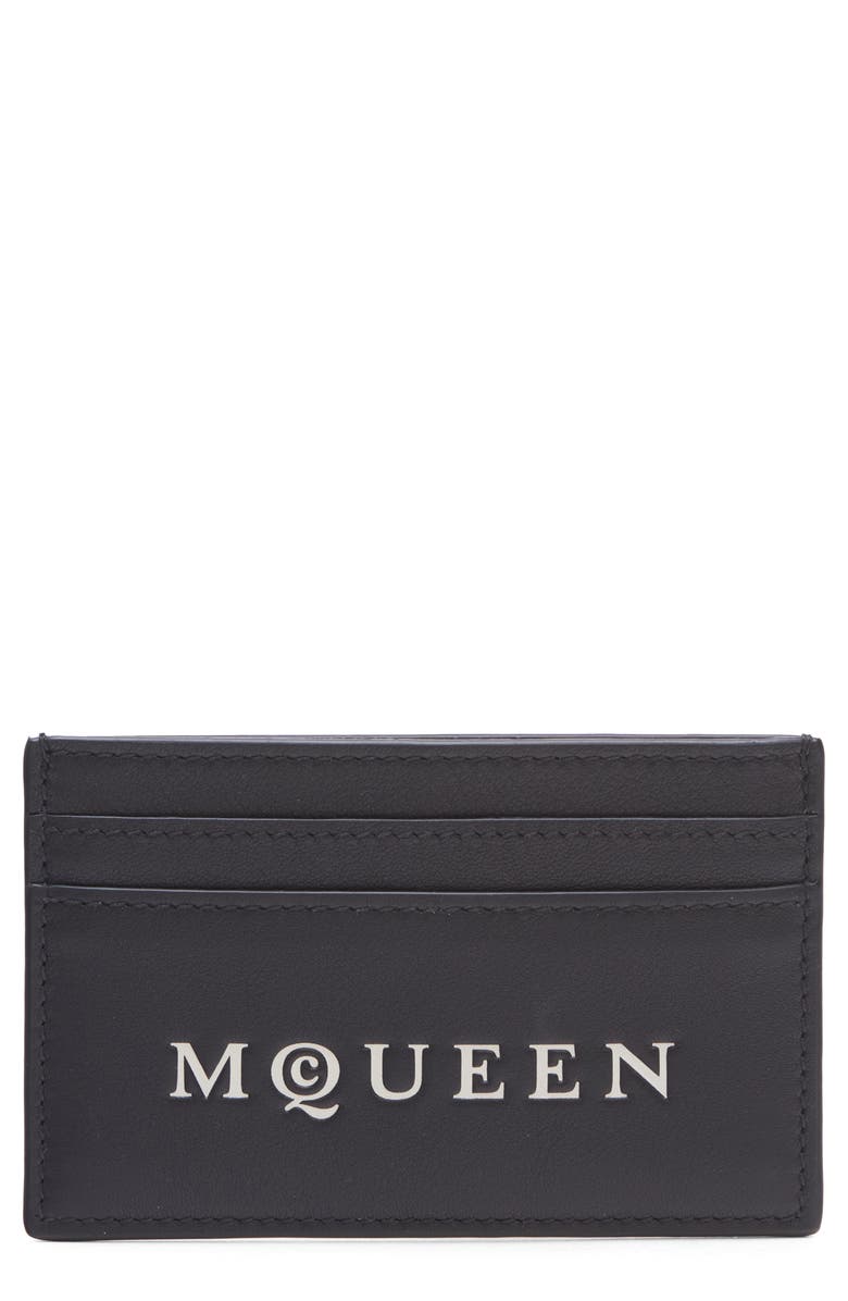 McQueen Leather Card Case, Main, color, Black/ Bone