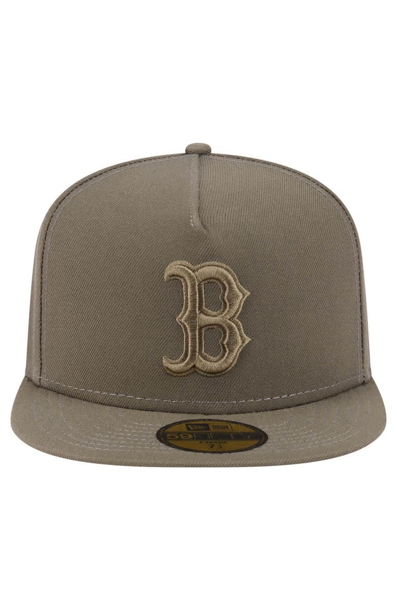 New Era Men's New Era Olive Boston Red Sox Color Pack A-Frame 59FIFTY Fitted Hat, Alternate, color, 