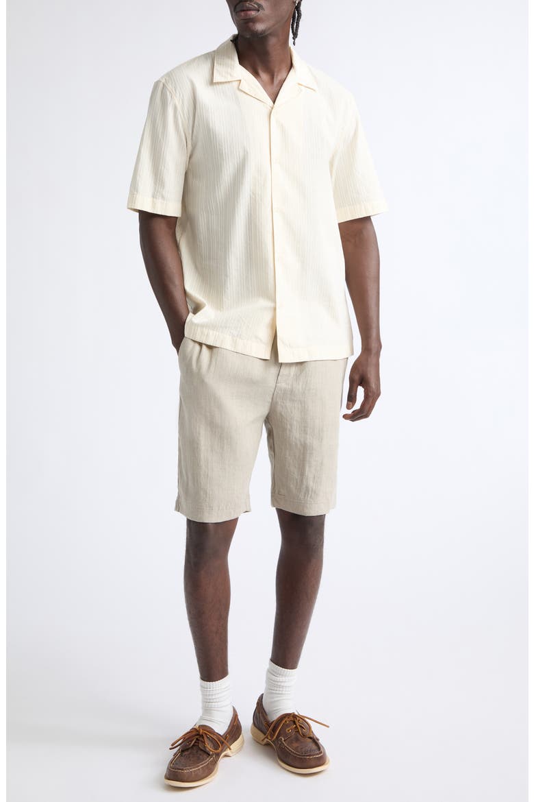 Textured Stripe Camp Shirt, Alternate, color, ECRU