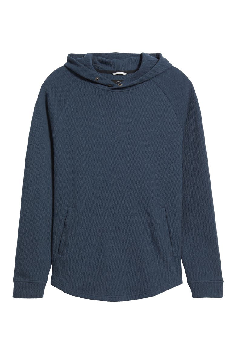 Luke Hooded Cotton Blend Performance Pullover, Alternate, color, NAVY