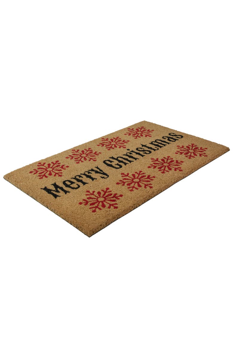 Northlight Natural Coir Merry Christmas Snowflake Doormat 18" x 30", Alternate, color, Brown