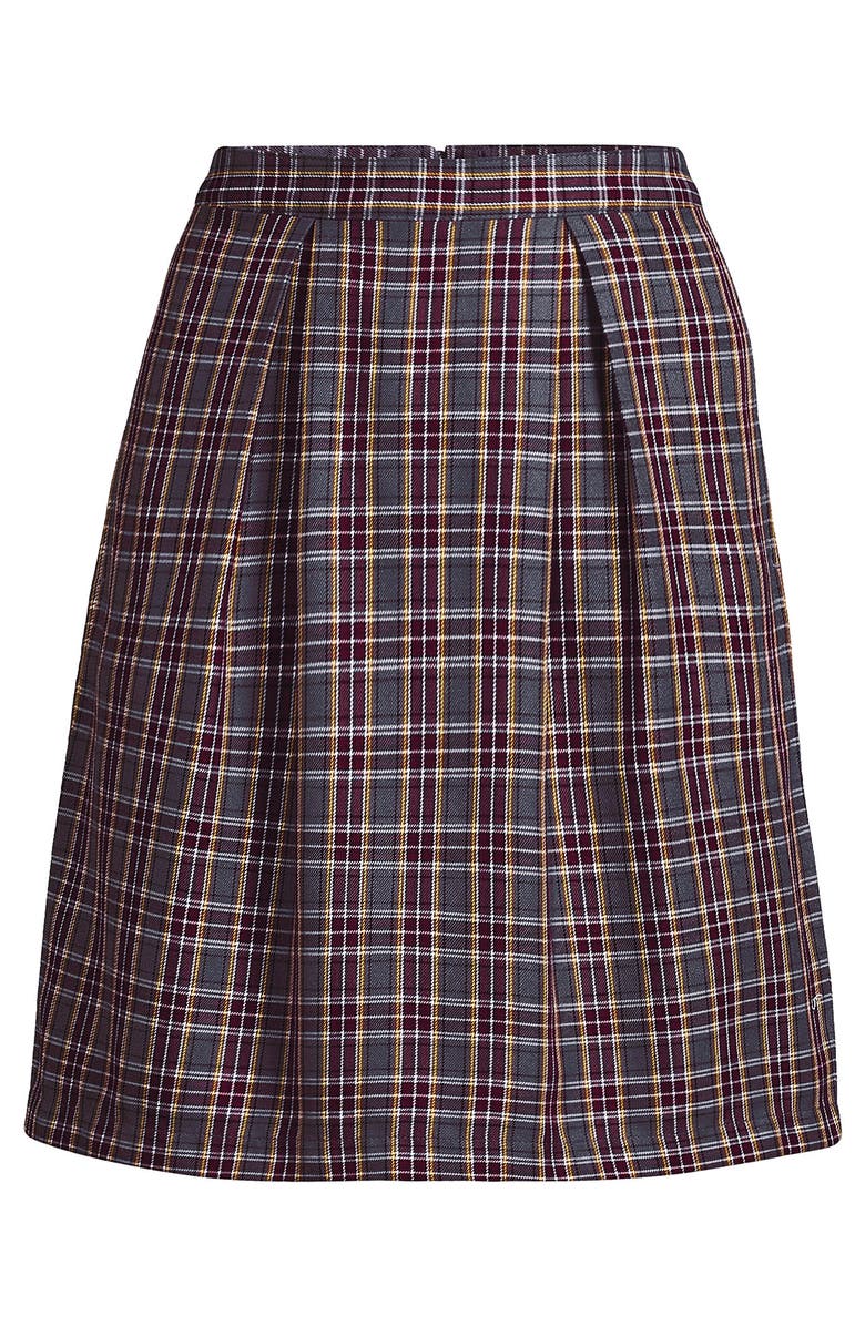 Lands' End Top of Knee Plaid Skort, Alternate, color, Plaid Gray Heather/Maroon