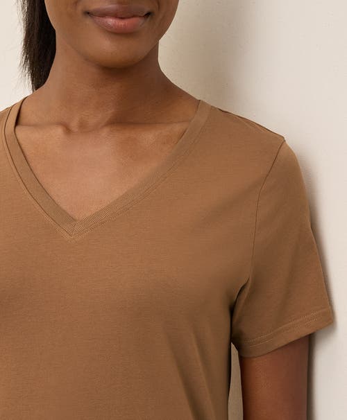 Pact Organic Cotton Softspun V-neck Tee In Brown