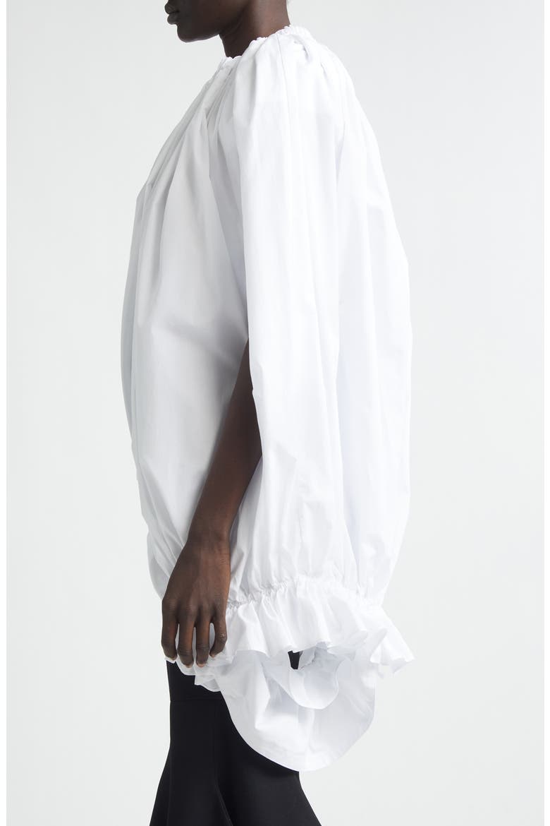 Gathered Cotton Broadcloth Cocoon Top, Alternate, color, WHITE